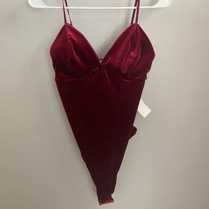velvet dark red bodysuit